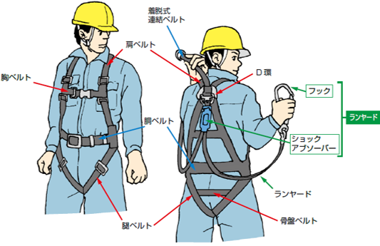 フルハーネス型墜落制止用器具のイメージ